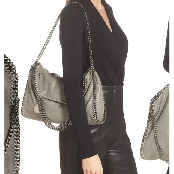 Stella McCartney Falabella Shaggy Deer foldover tote in Light Grey - Picture 2 of 11